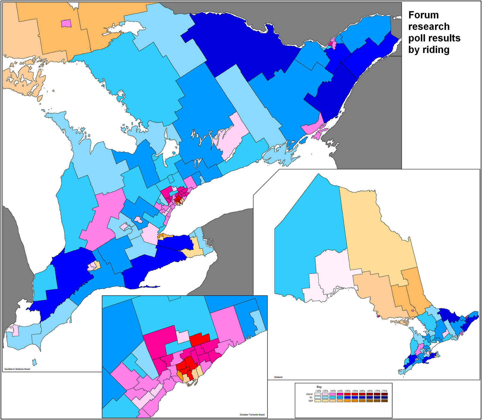 Canadian Election Atlas Forum Research poll riding by riding map