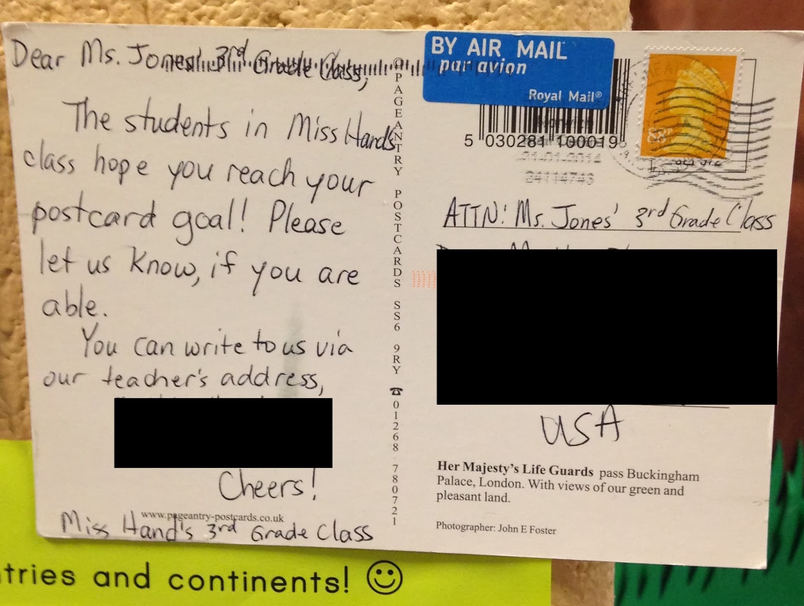 Hey, Hey Third Grade! 100th Day Postcard Project!