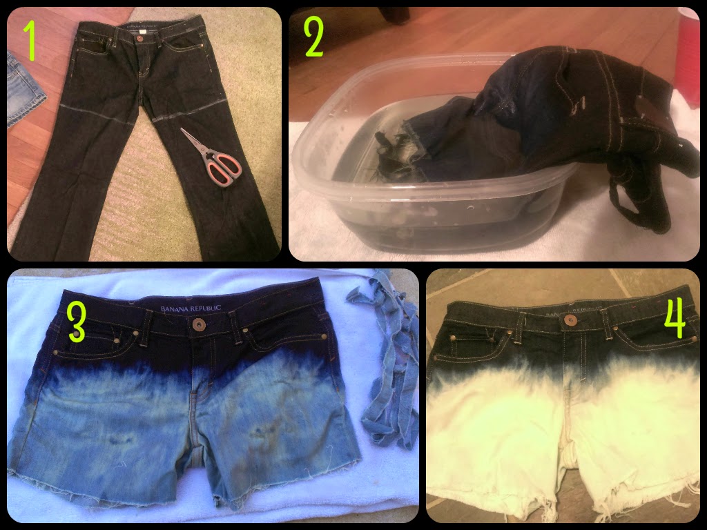 Crafty Chaos DIY DipDyed Bleached Denim Shorts... My Way!!