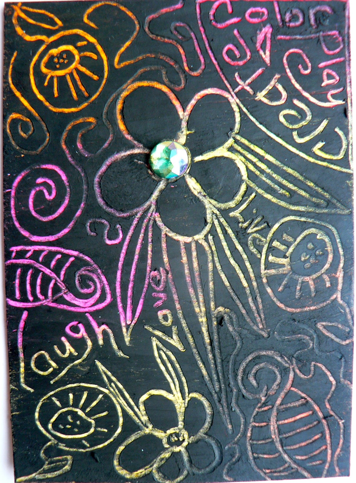 Creative Expressions S is for Sgraffito and Oil Pastels