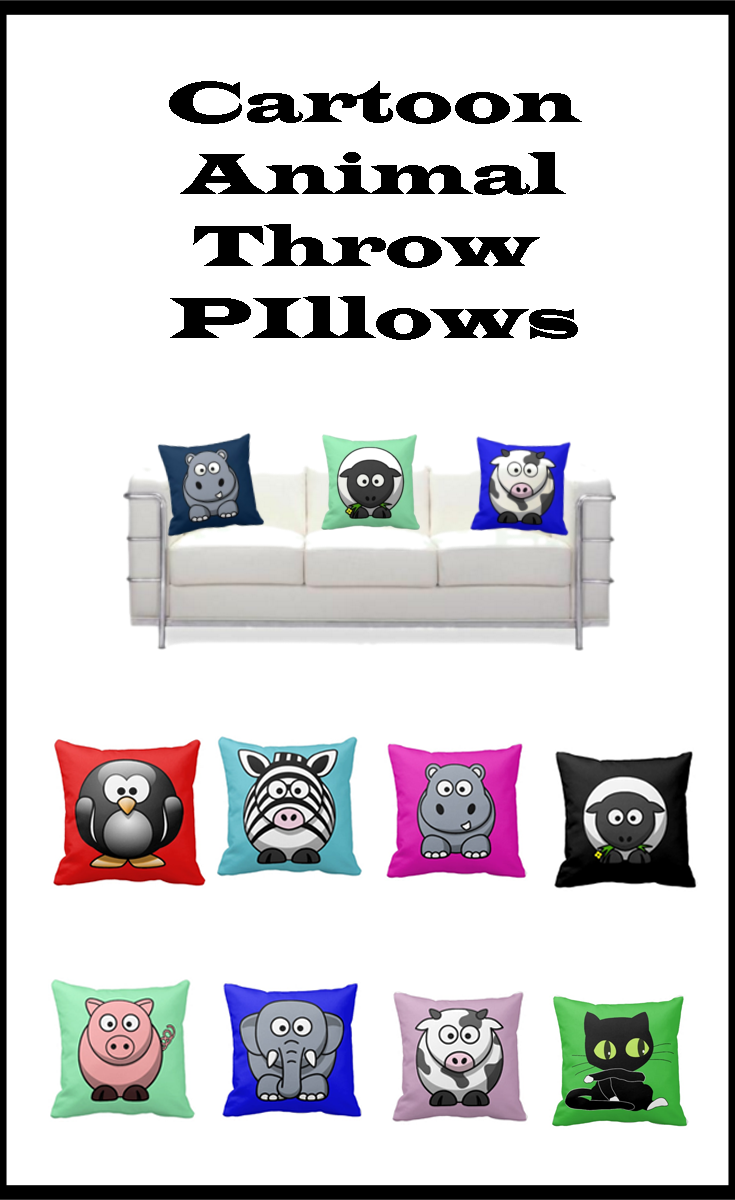 Throw Pillows I Love Fun Cartoon Animal Inspired Throw Pillows