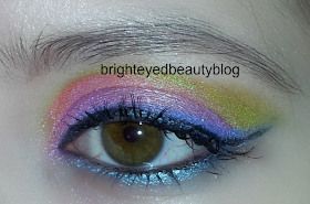 A very, very bright eye look done using the Lime Crime Aquataenia Palette. A very, very bright eye look done using the Lime Crime Aquataenia Palette.