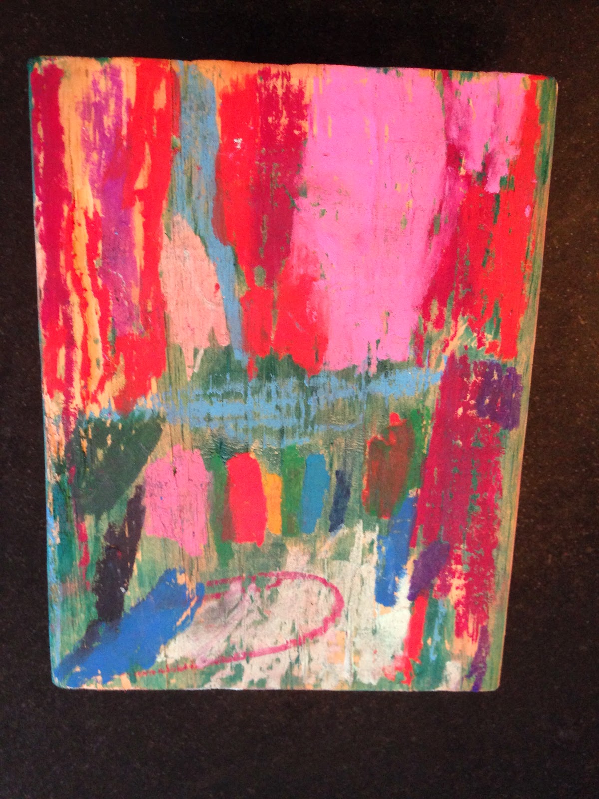 Busy and the Beans Melted Crayon Resist On Wood