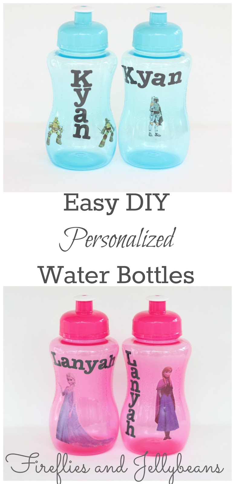 Fireflies and Jellybeans Easy DIY Personalized Water Bottles (Back to