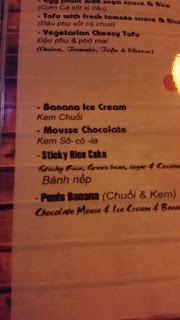 A menu in Phong Nha, Vietnam, offering strange dishes. 