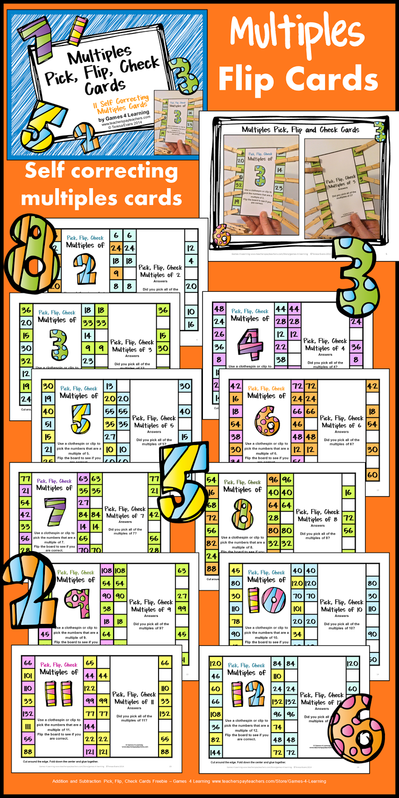 Fun Games 4 Learning Flip Math Cards Freebies