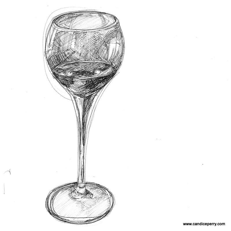 CandyScribbles Sketchbook wine glass study pen and ink