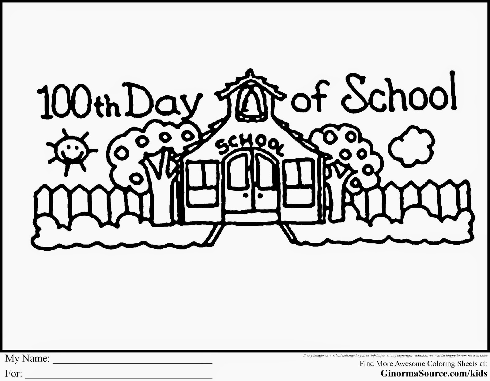 100th Day Of School Coloring Page