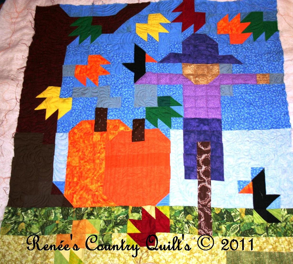 Renée's Country Quilts LLC Fall Quilt almost quilted Progress for today!