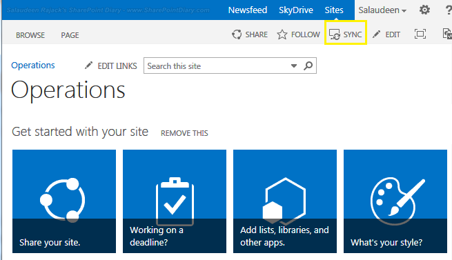 How to Disable Sync button in SharePoint 2013