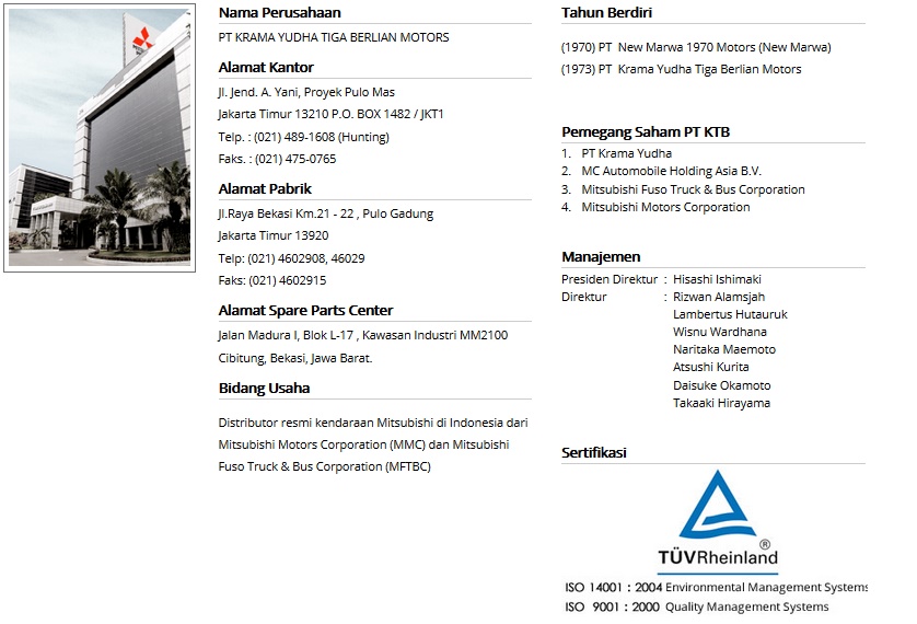 Alamat Pt Krama Yudha Tiga Berlian Motors