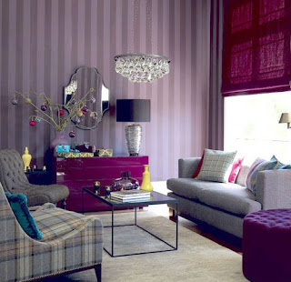 Pink-purple living room interior decor