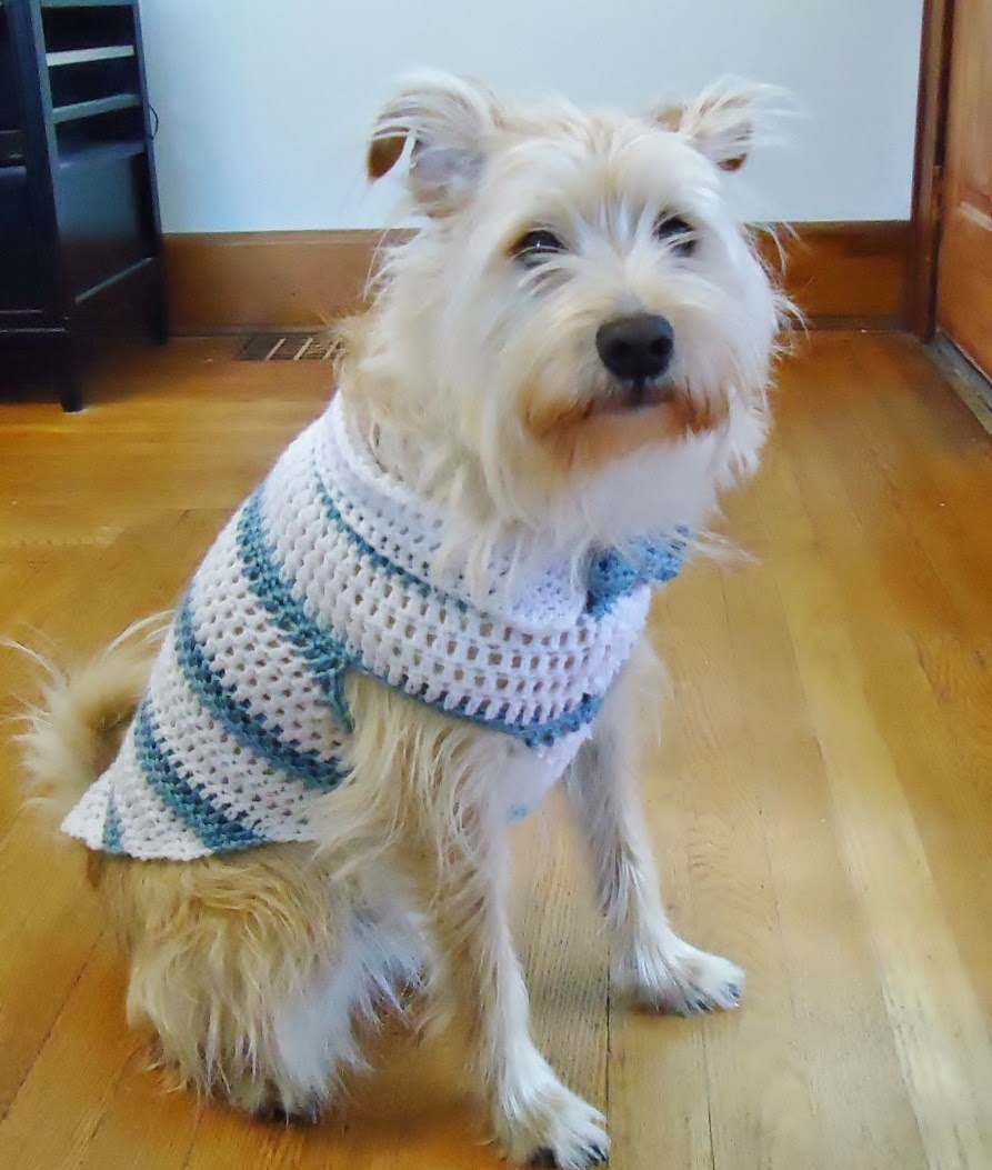 One Crochet Addict Spring Striped Dog Sweater With Collar