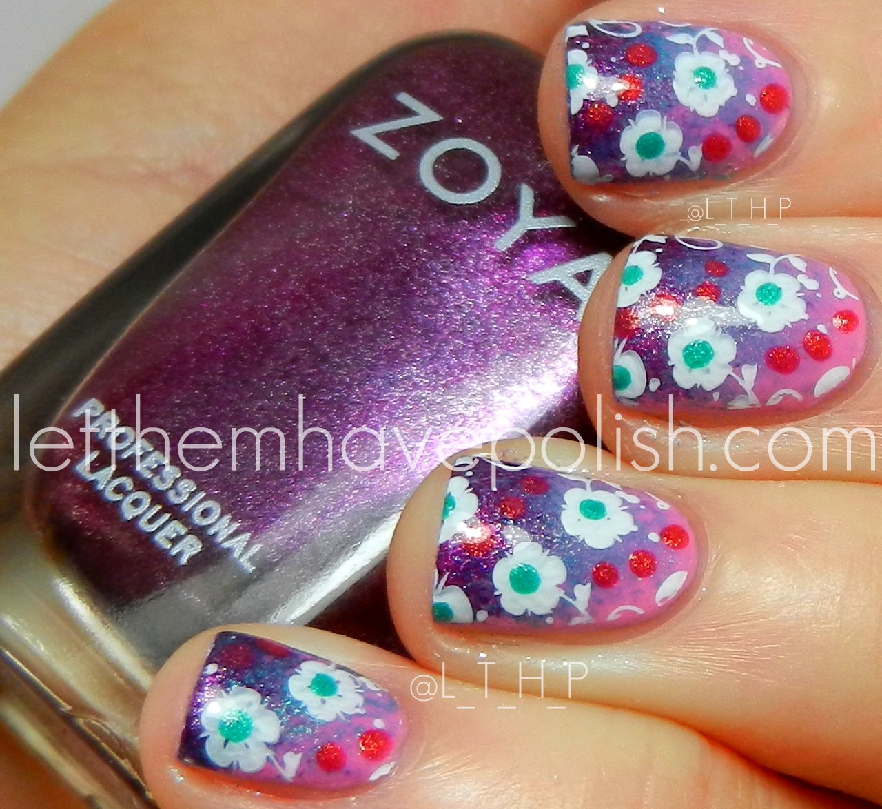 Let them have Polish! Pink Wednesday!! Zoya Shelby Summer Nail Art