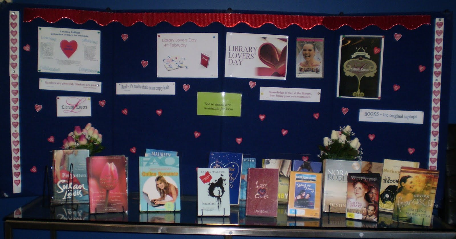 Canning College Library Displays: Library Lovers Day