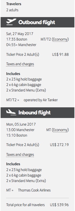 thomas cook baggage limits