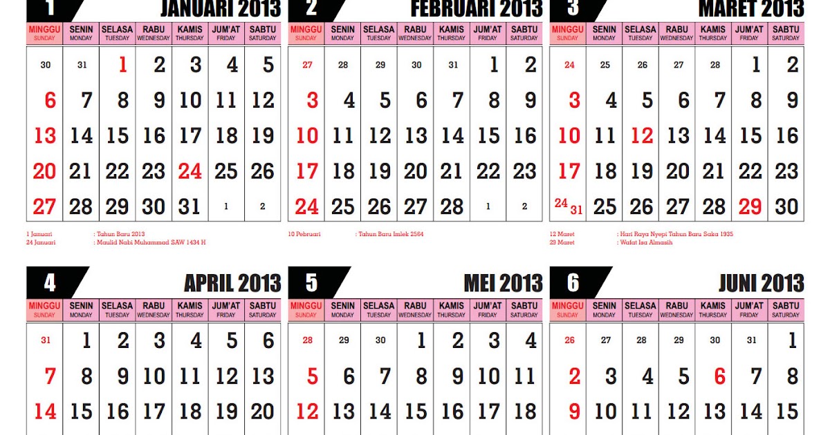 Download Kalender 2013 Hari Libur Nasional dan Cuti Bersama Download