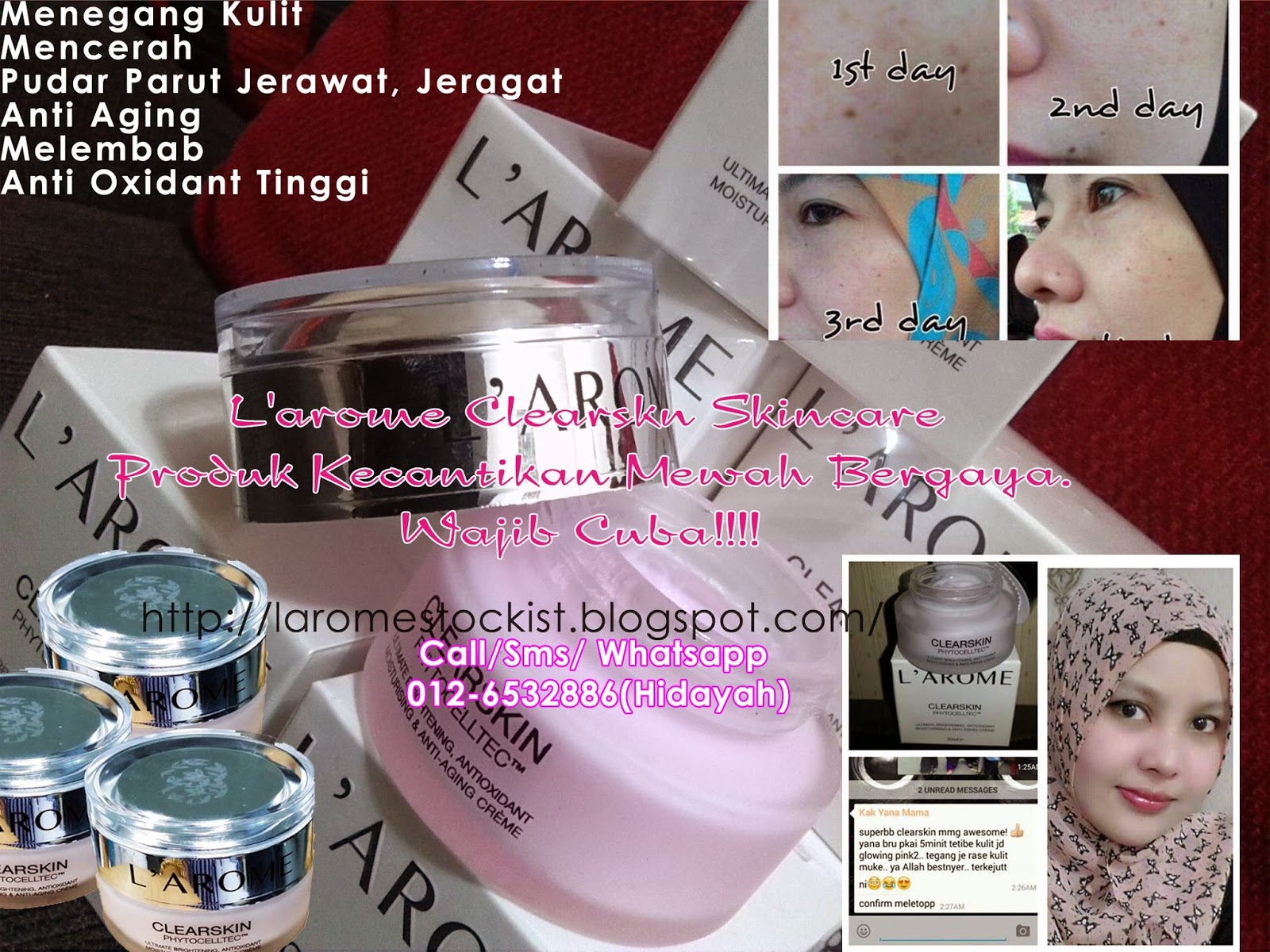 anti kedut larome l'arome Clearskin skincare