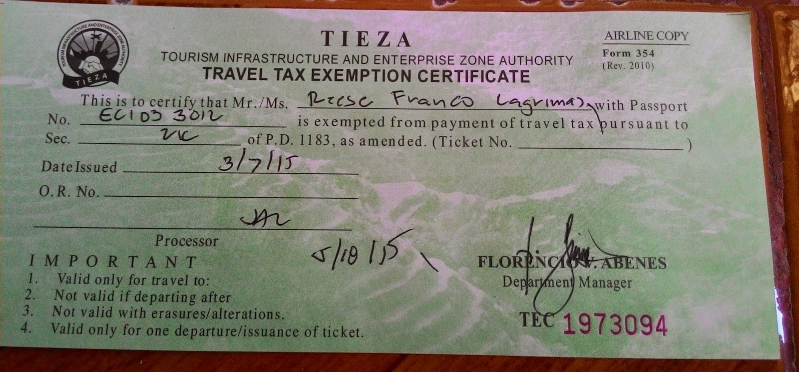 A traveljunkie,writerwannabe mother's diary Philippine Travel Tax