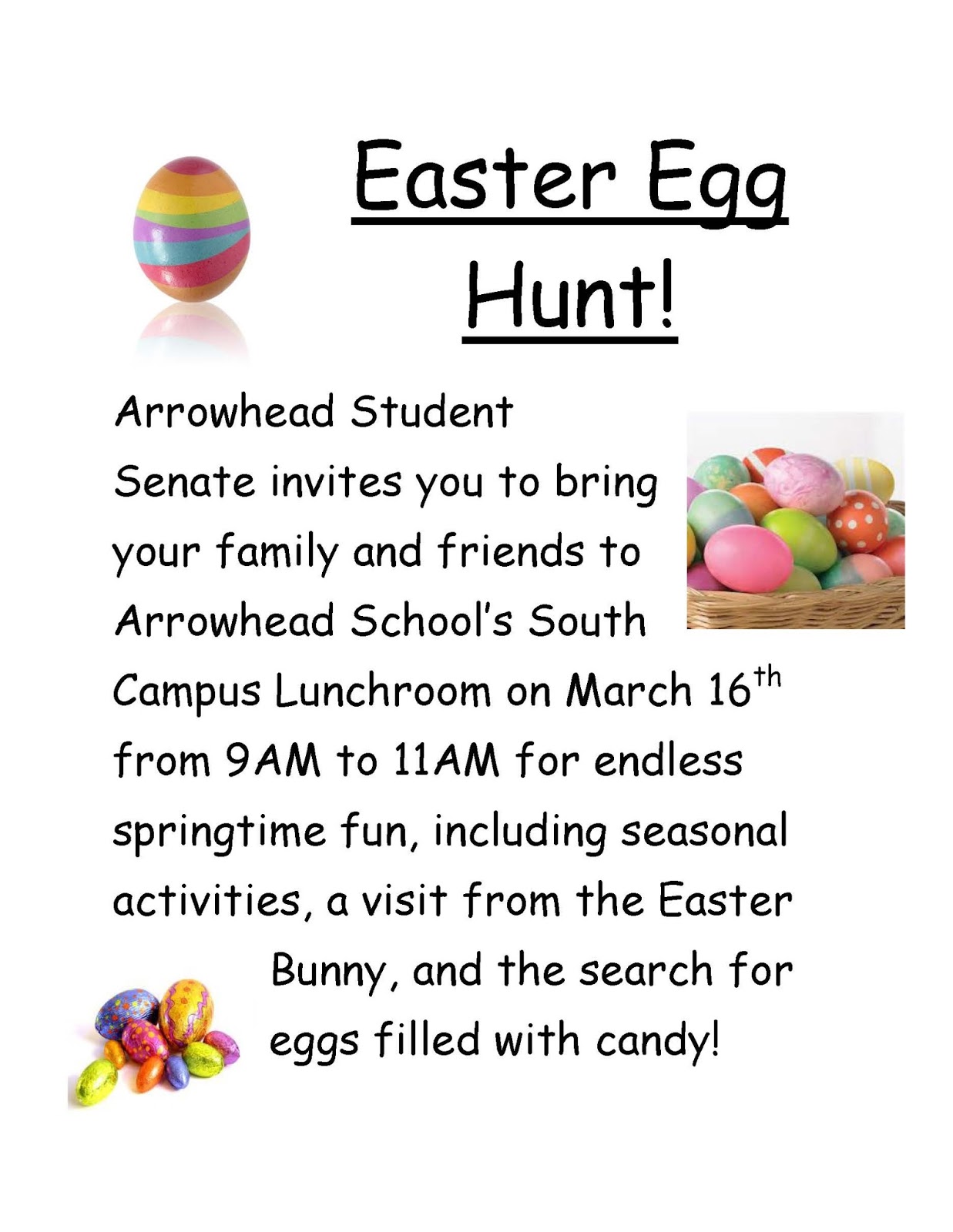 ARROWHEAD SCHOOLS Student Senate Easter Egg Hunt