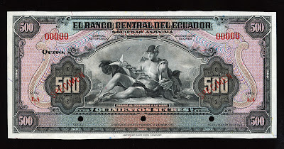 Ecuador banknotes 500 Sucres bank note bill World paper money currency cash