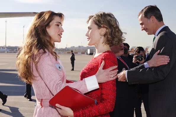 King Felipe and Queen Letizia of Spain Receive King Abdullah and Queen Rania of Jordan at Barajas Airport