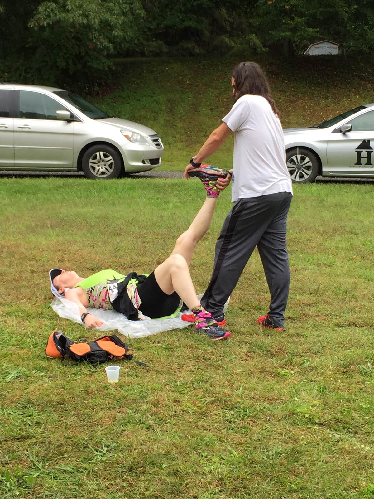 Stretching at Mile 20