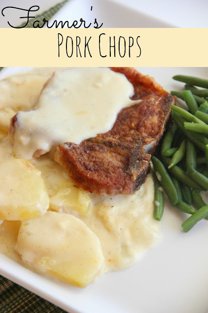 Farmer's Pork Chops-The whole meal bakes up in a casserole dish starting with layers of potatoes and onions, while the pork chops cook on top. 