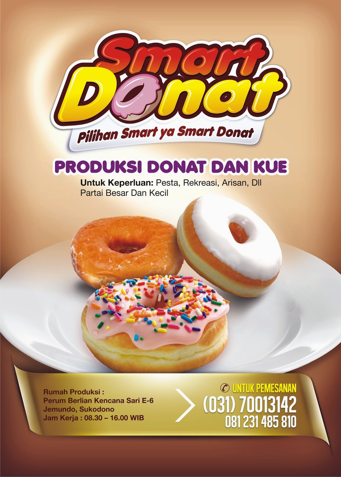 Zahrafa Art Logo, leaflet dan standing banner Smart Donat