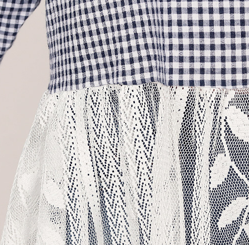 Gingham Lace Combination Top