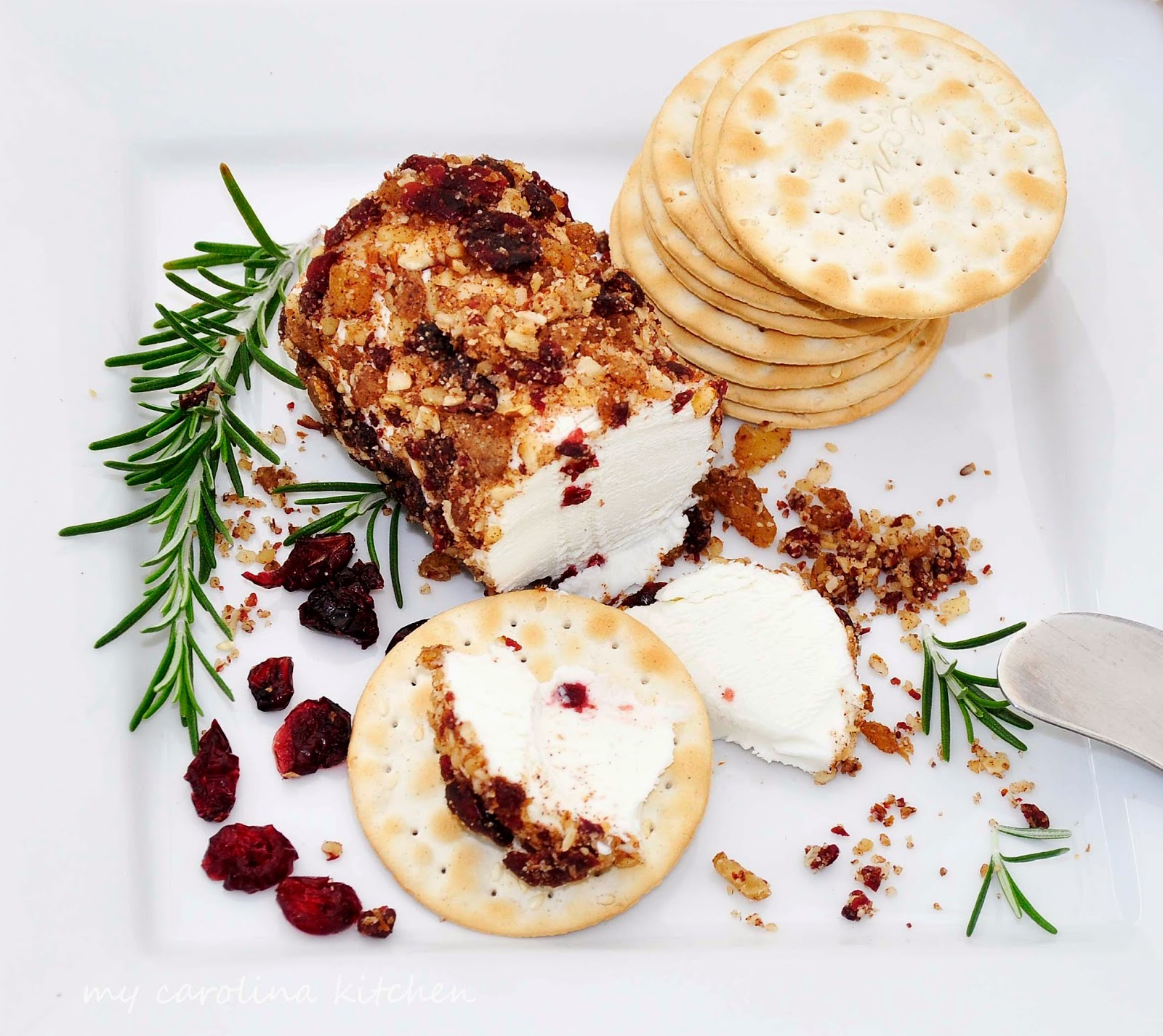 My Carolina Kitchen Spicy Cranberry Goat Cheese Log