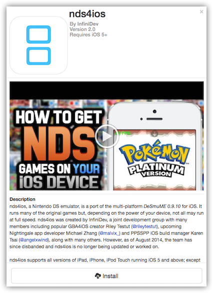 Life Goes To A Party ニンテンドーdsエミュレータ Nds4ios がアップデート 脱獄せずに最新版 Ios 8 2 に対応 インストールも簡単に
