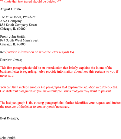 official letter to company