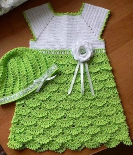 Crochet Dress and Hat for Girls - Free Pattern