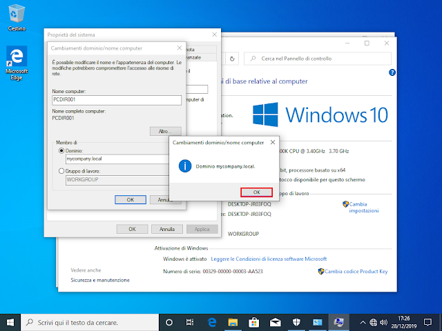Join al dominio della workstation Join al dominio della workstation
