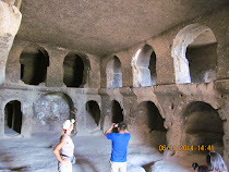 Two-level rock carved Cathedral of Selime, Cappadocia, Central Turkey