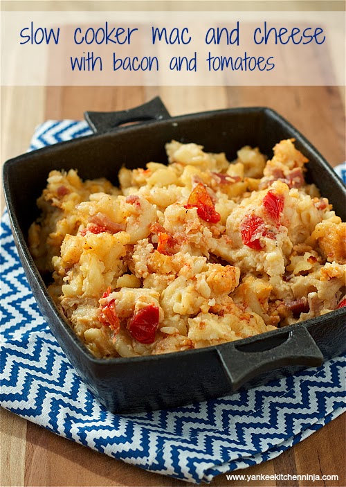 Slow cooker mac and cheese with bacon and tomatoes Yankee Kitchen Ninja