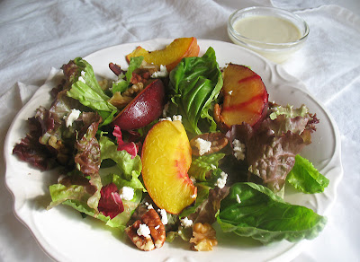 Roasted Fruit Salad with Creamy Goat Cheese Dressing