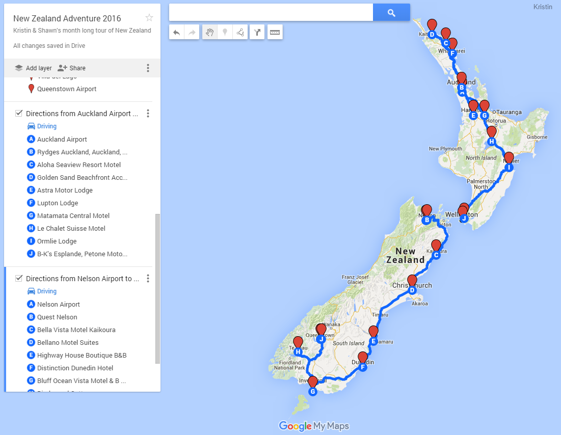Google map of trip