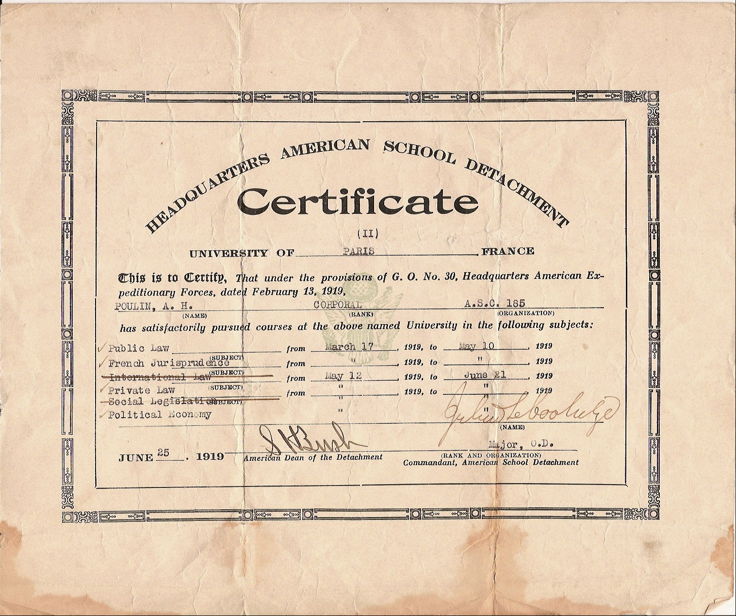 Graduation Certificate University