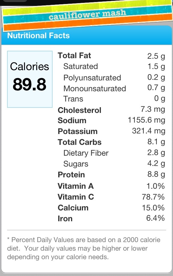 my nutritious dish cauliflower mash