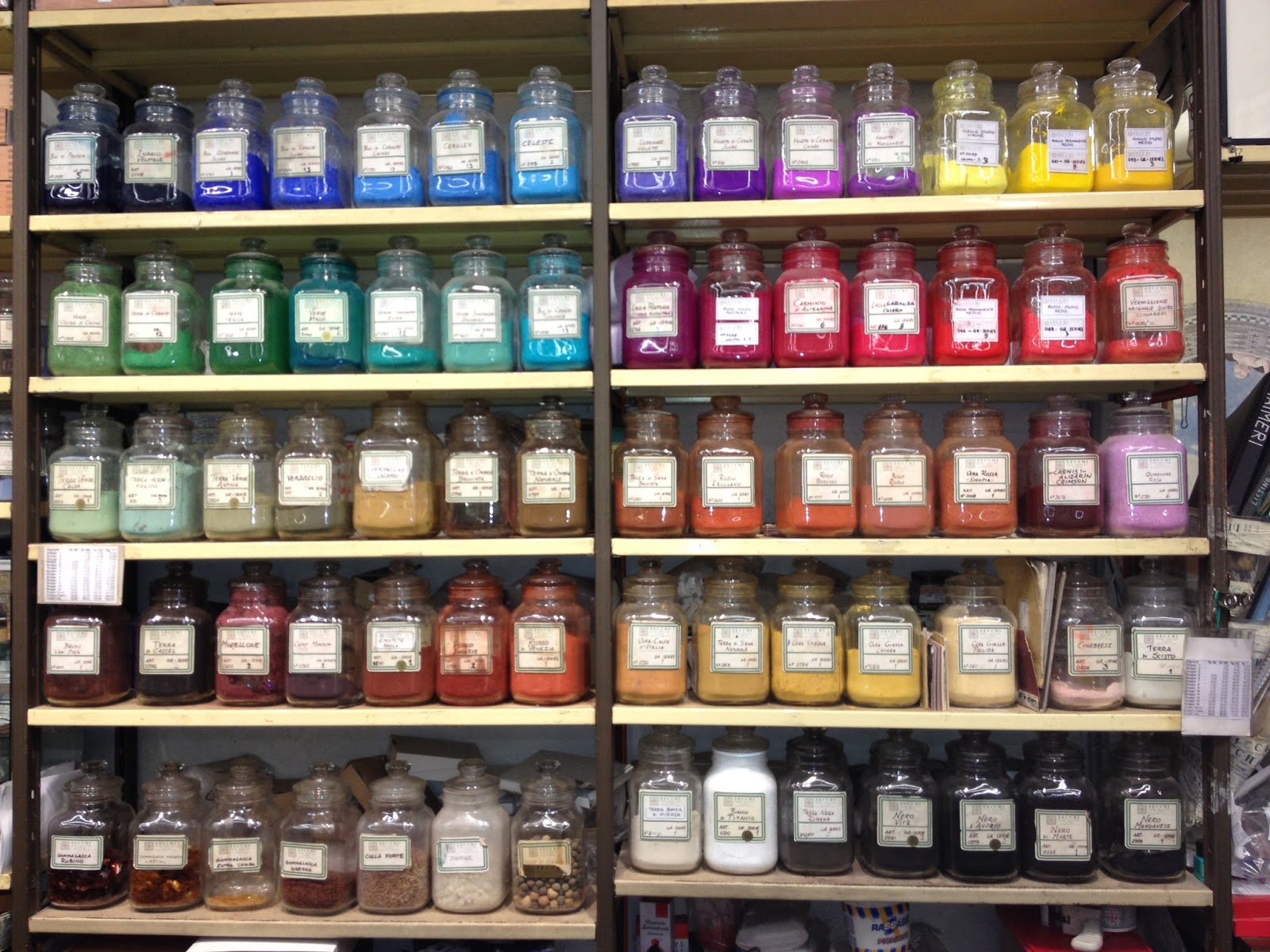 Peacocks and Rainbows ITALY Paint pigments at infamous Zecchi Art Store.