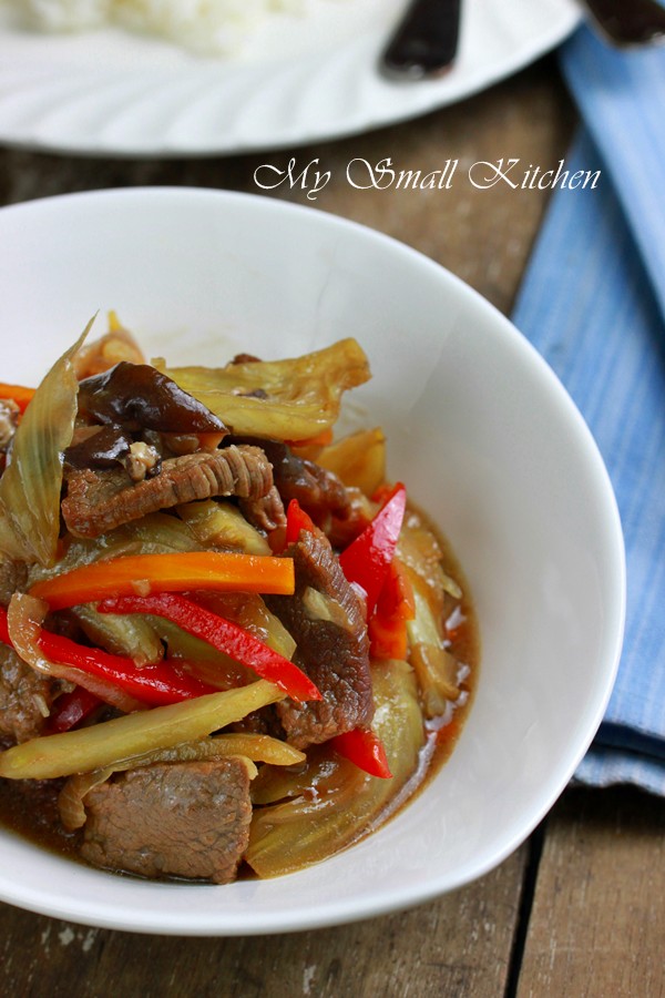 My Small Kitchen Stir Fry Beef with Fennel, Carrot and Mushrooms