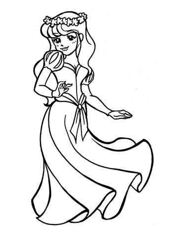 Disney Princess Wearing White Wedding Dress coloring book cinderella wedding