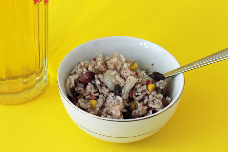 sausage, rice + beans