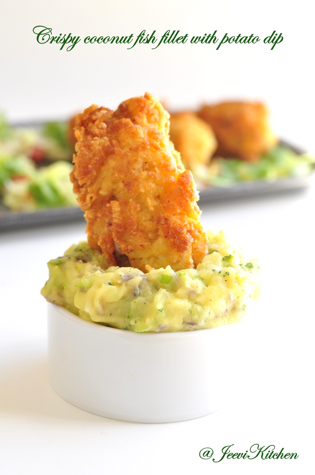 Jeevi Kitchen Crispy coconut fish fillet with potato dip