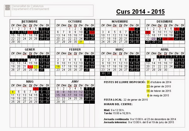 Calendari 2014 - 2015
