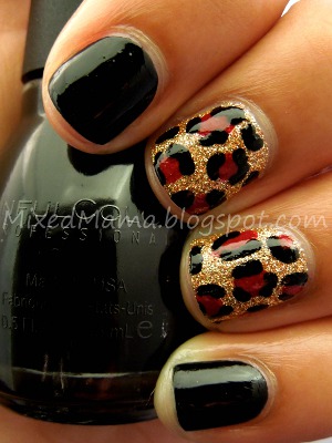 MixedMama: Gold Glitz Leopard Print Nails