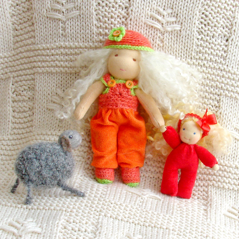 waldorf dolls, hand made doll hair alpaca, mohair curly long wool