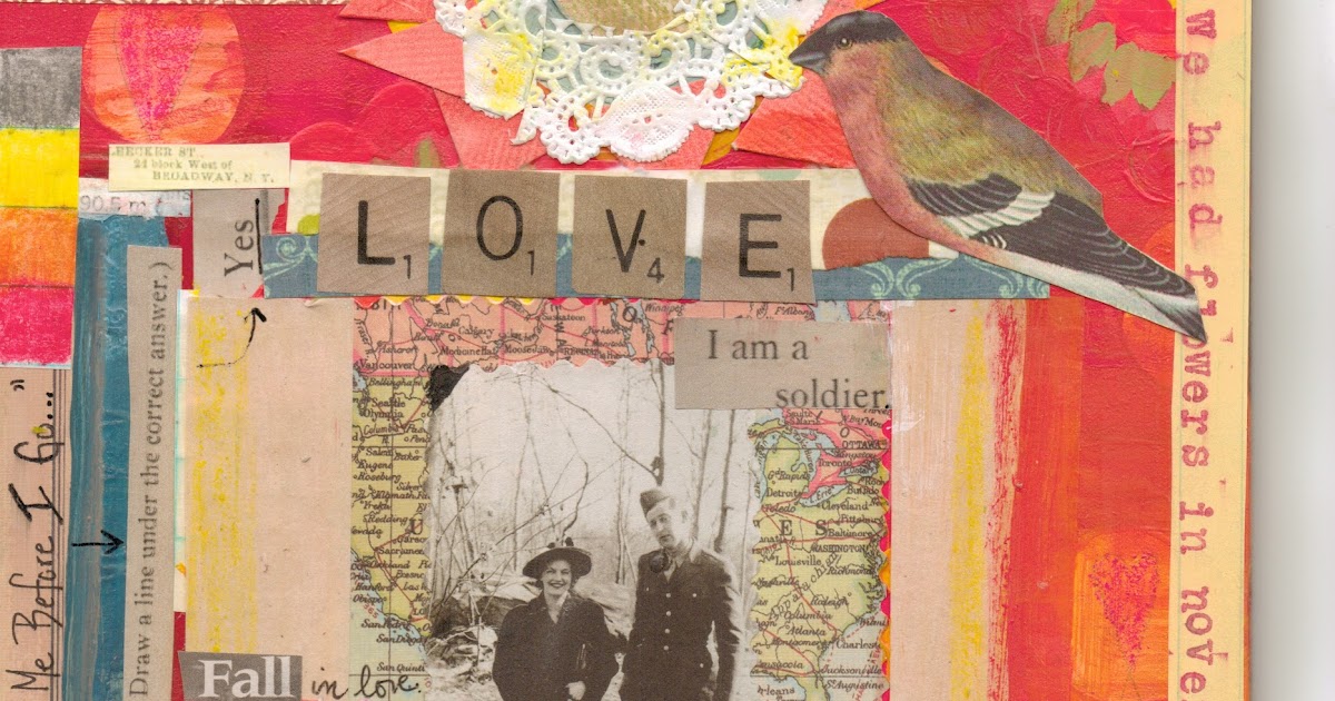 Boston Bee vintage love collage art